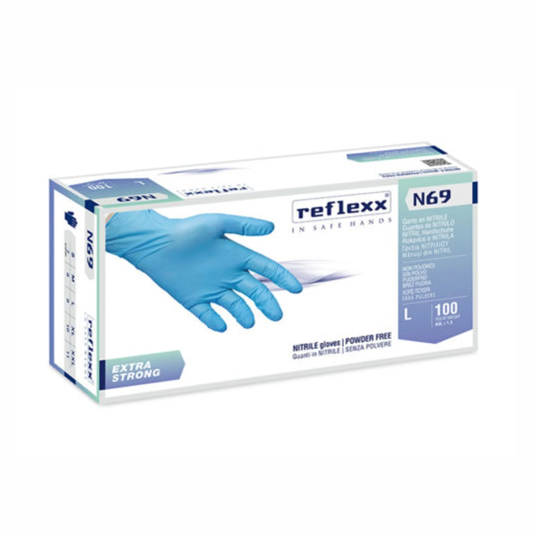 Guanti In Nitrile Senza Polvere Extra Strong Reflexx N69 CF 100 PZ – gr. 6,8