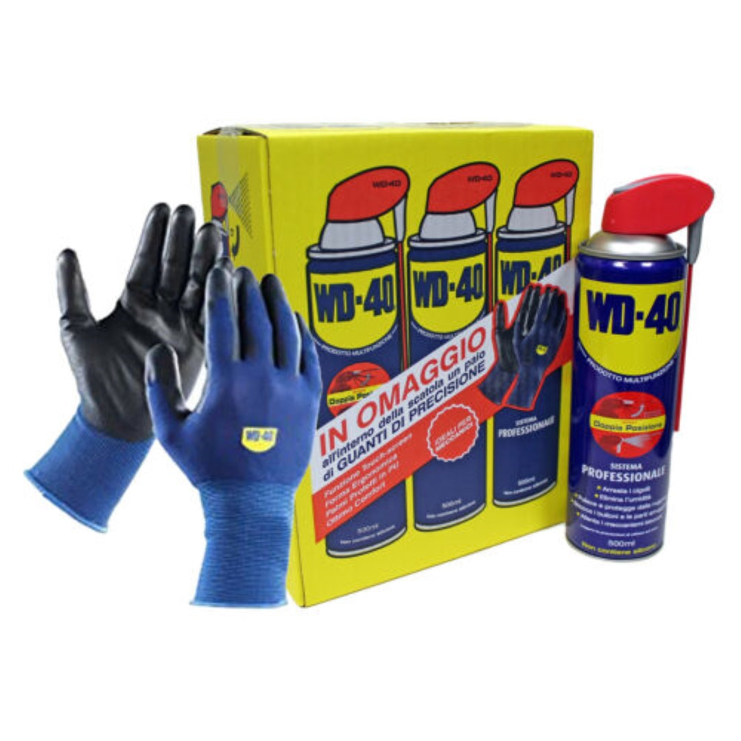 WD-40 Promo Pack Professionale Multiuso Doppia Azione 6 Bombolette 500ml Con Guanti